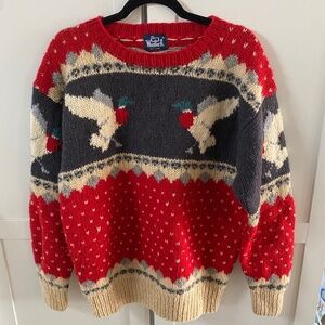 Vintage Woolrich Red and Blue Oversized Duck Sweater